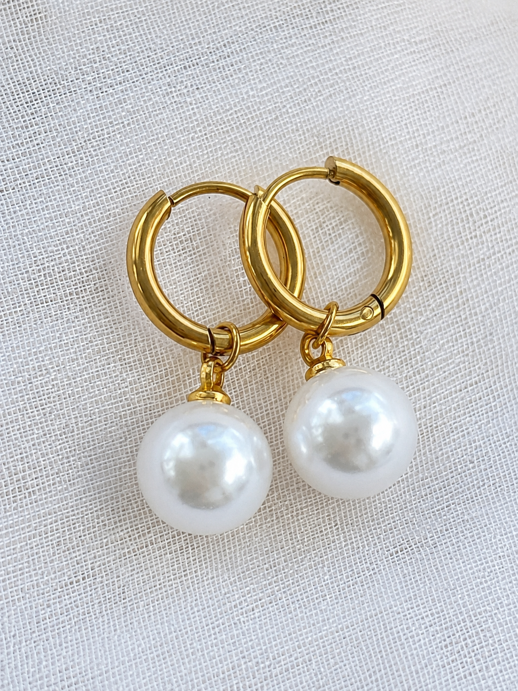 Aretes Perla Clásica | Acero 316L y Baño PVD 18K | Lady Ady