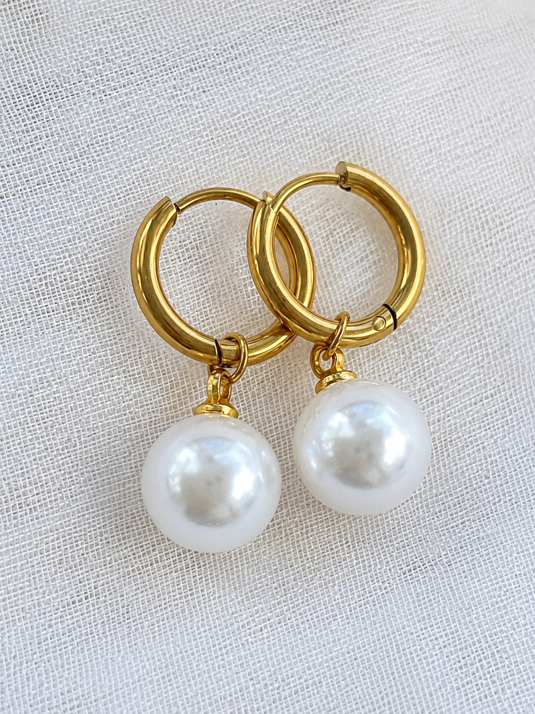 Aretes Perla Clásica | Acero 316L y Baño PVD 18K | Lady Ady