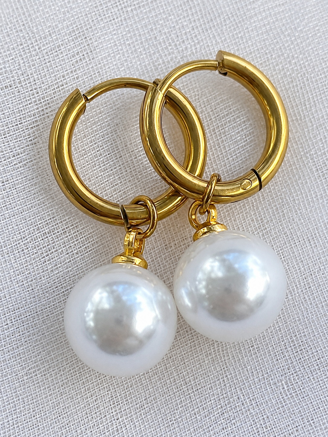 Aretes Perla Clásica | Acero 316L y Baño PVD 18K | Lady Ady