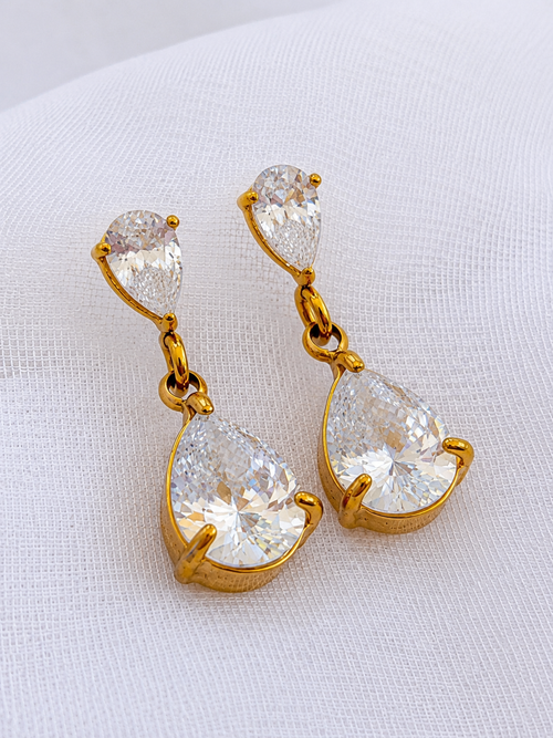 Aretes Reina Cristal Imperial | Acero 316L y Baño PVD 18K | Lady Ady