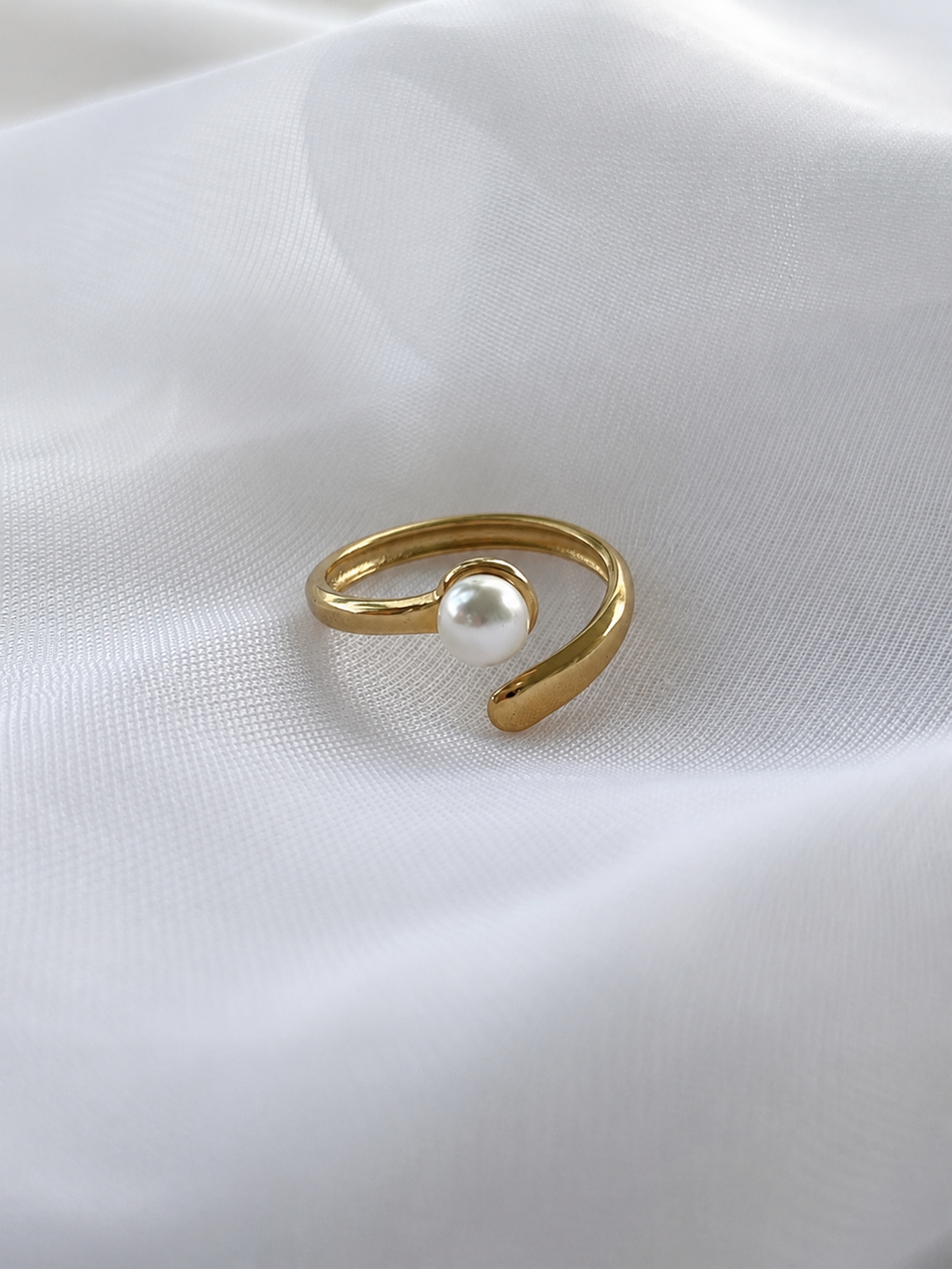 Sortija Perla Serena | Acero 316L y Baño PVD 18K | Lady Ady