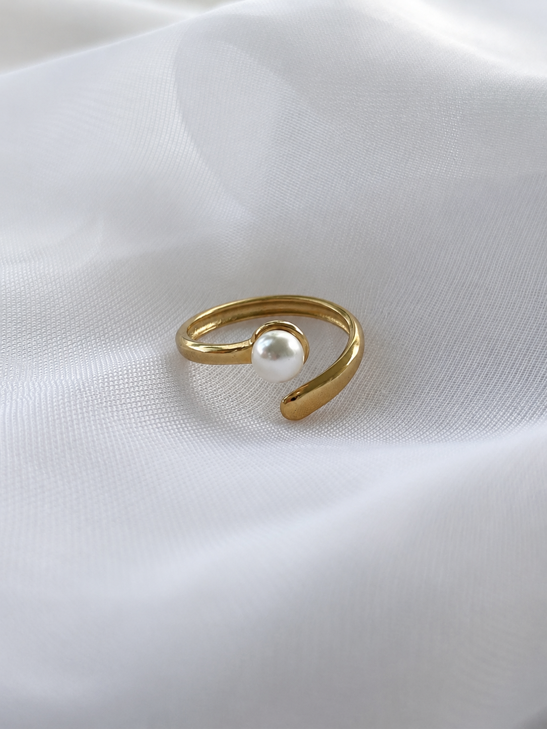 Sortija Perla Serena | Acero 316L y Baño PVD 18K | Lady Ady