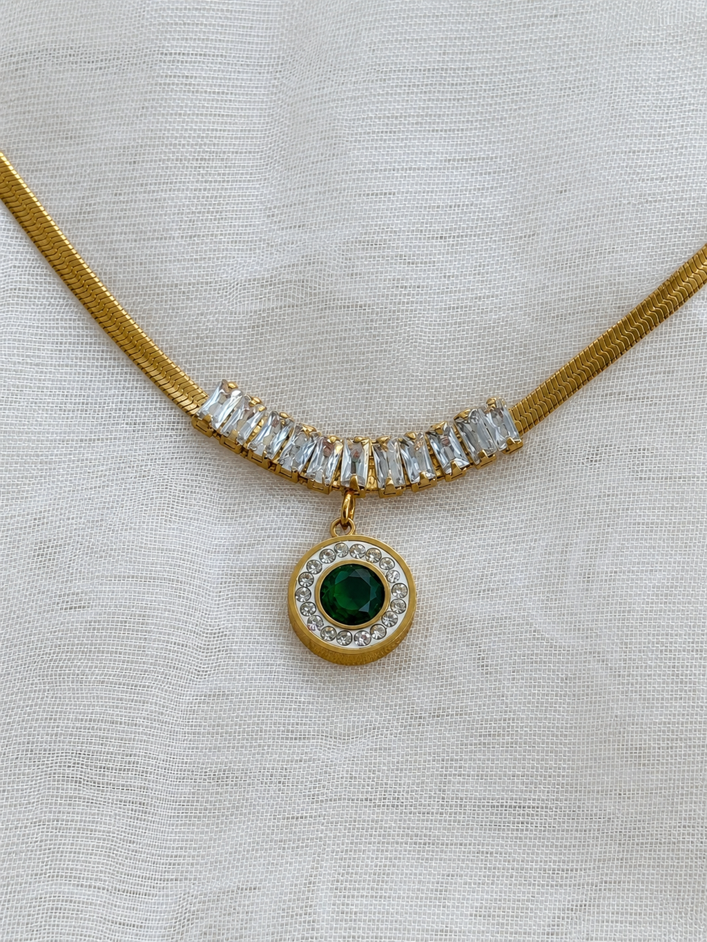 Collar Esmeralda Imperial | Acero 316L y Baño PVD 18 K | Lady Ady