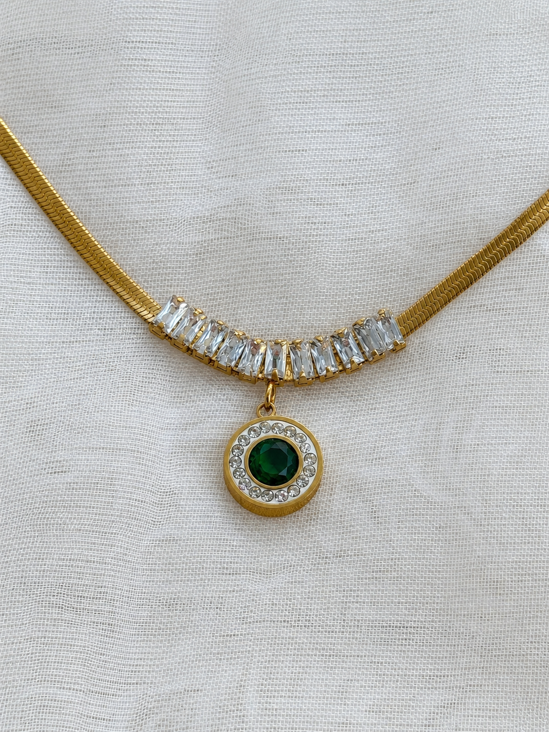 Collar Esmeralda Imperial | Acero 316L y Baño PVD 18 K | Lady Ady