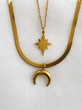 Collar Luna y Estrella Celestial |Acero 316L y Baño PVD 18K | Lady Ady