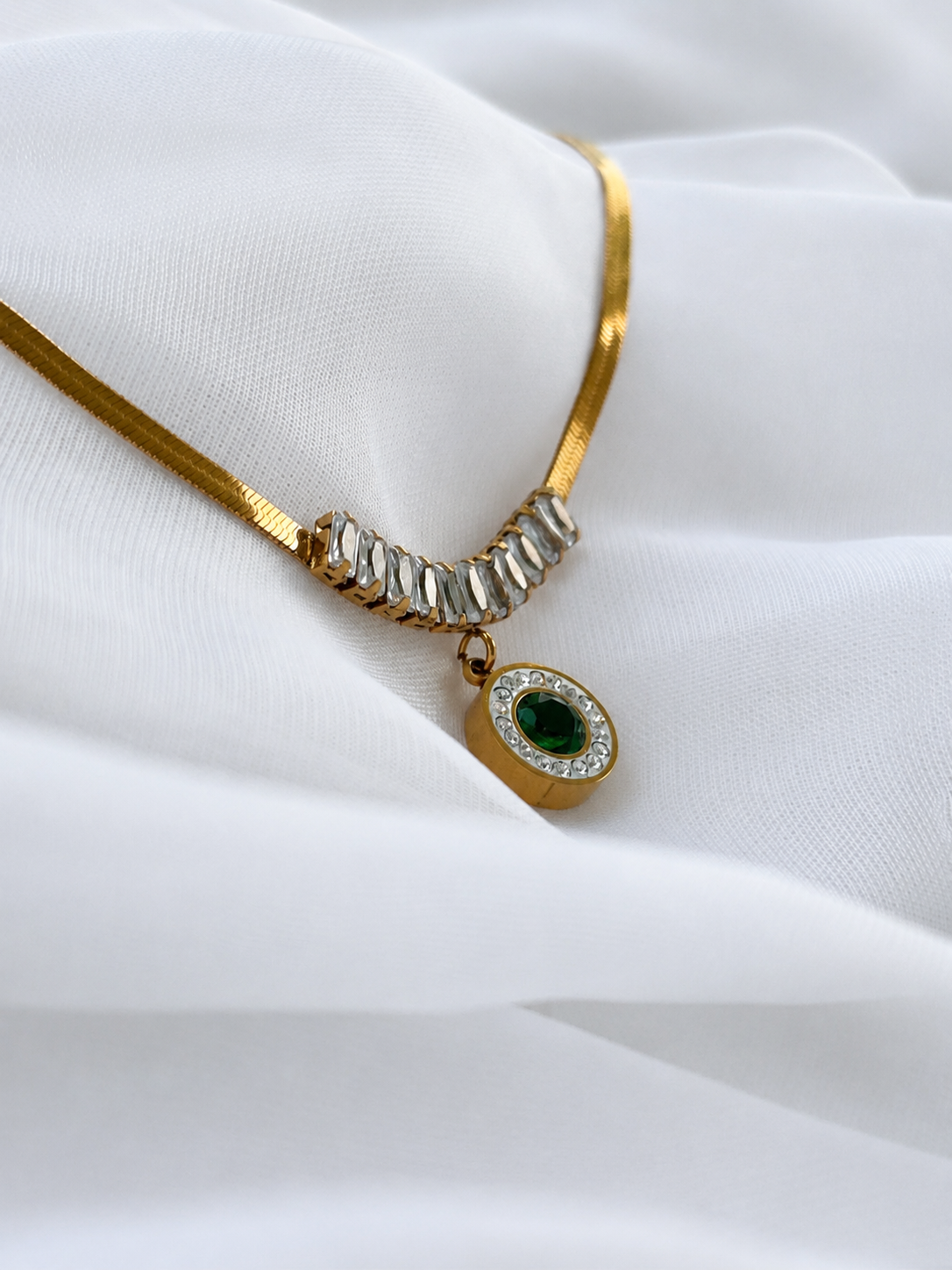 Collar Esmeralda Imperial | Acero 316L y Baño PVD 18 K | Lady Ady