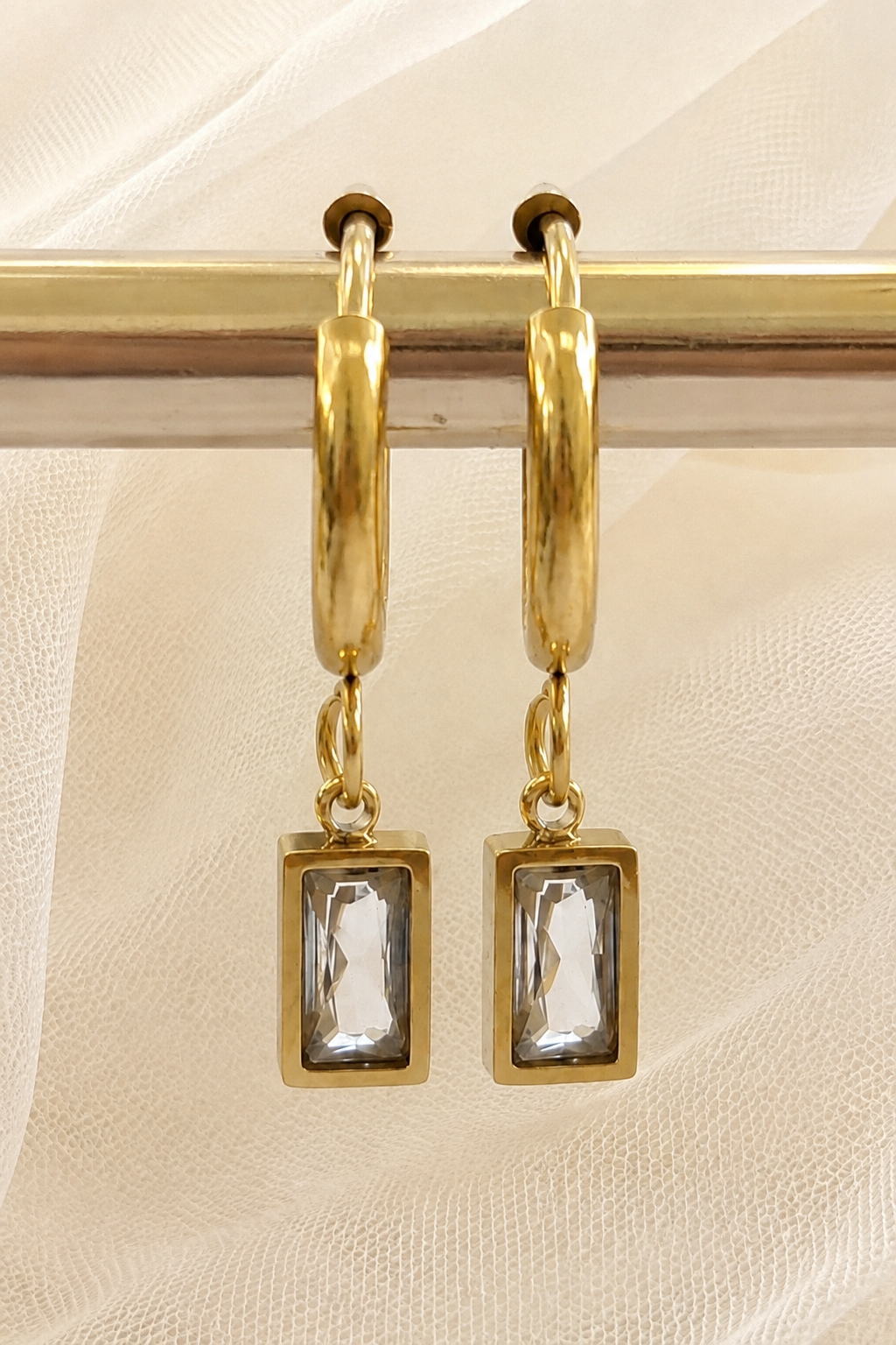 Aretes con Cristal Rectangular