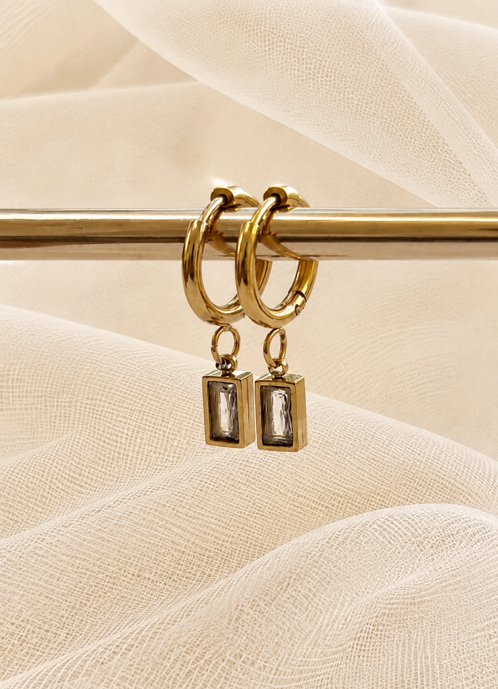 Aretes con Cristal Rectangular