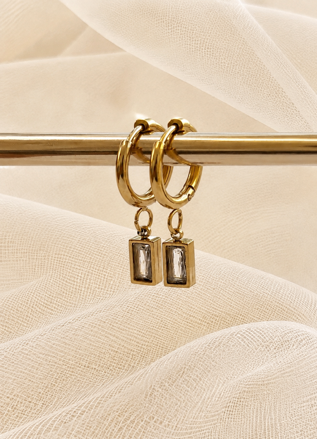 Aretes con Cristal Rectangular