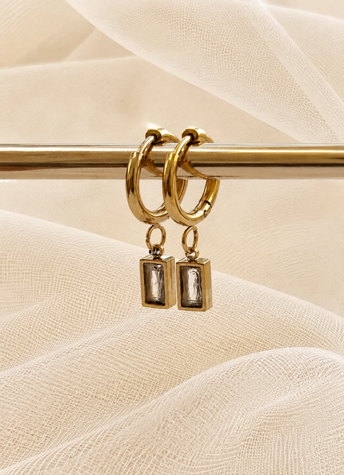 Aretes con Cristal Rectangular