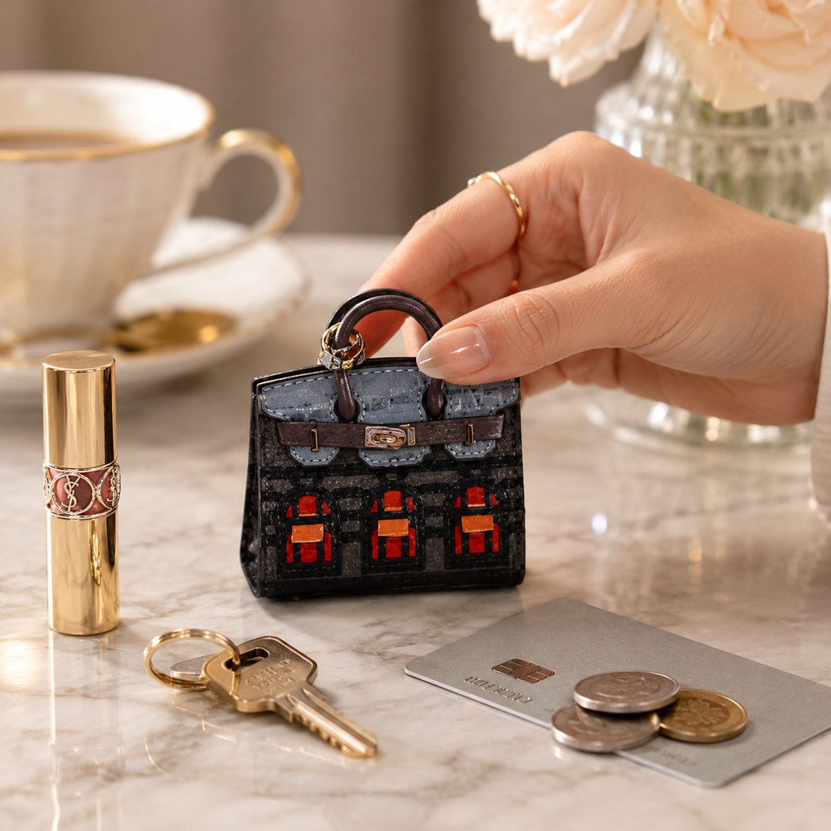 Mini Cartera Marrón y Gris Coleccionable