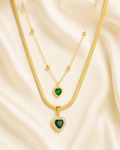 Collar Doble Corazón Esmeralda