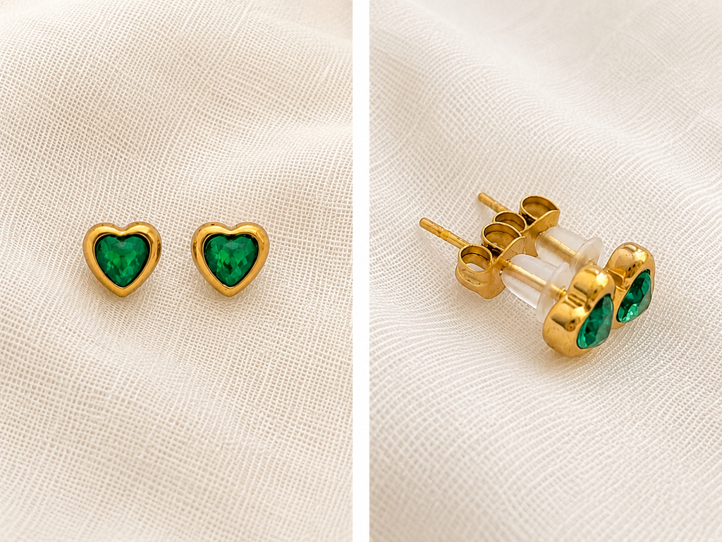 Aretes Corazón Esmeralda