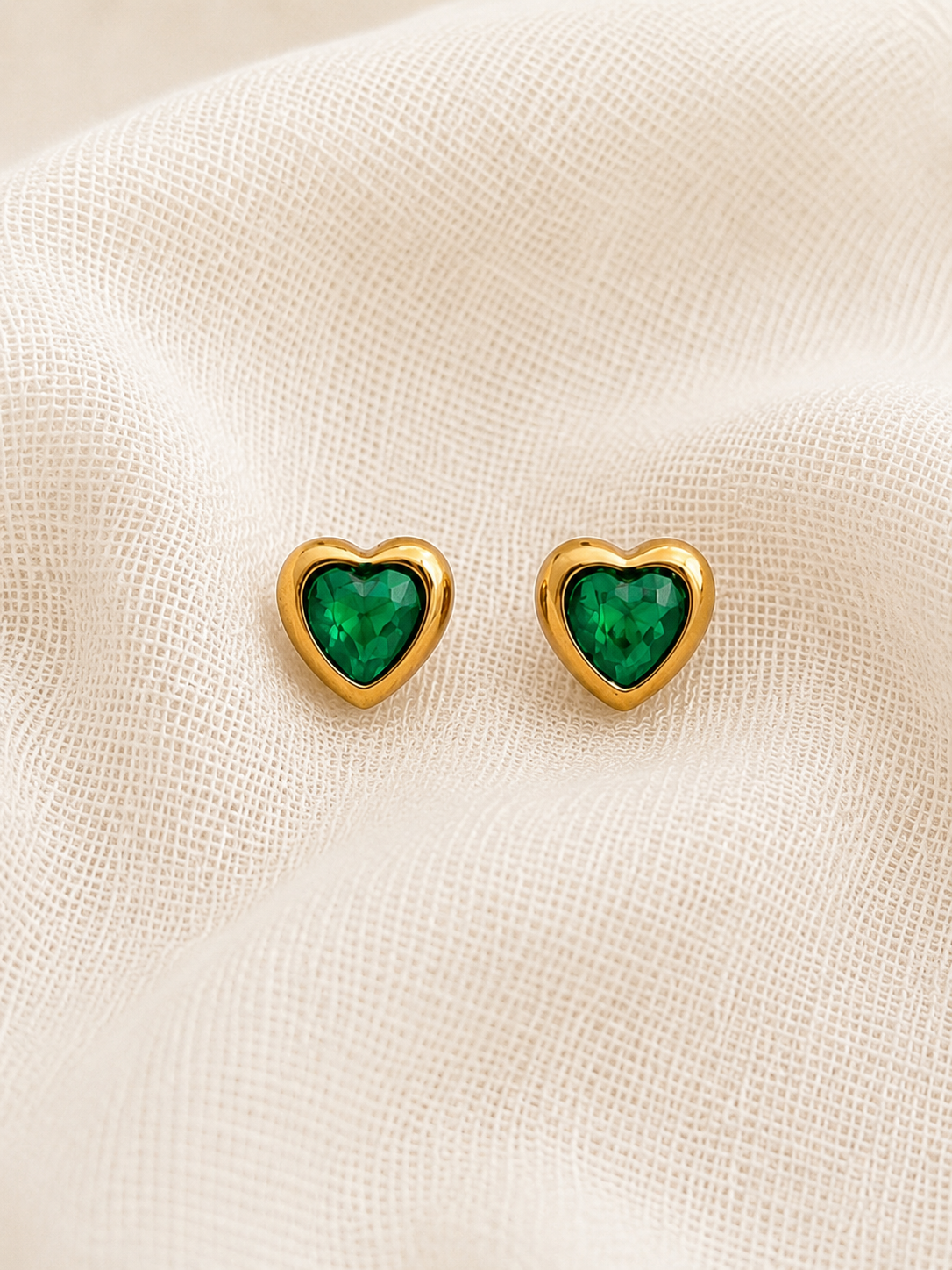 Aretes Corazón Esmeralda